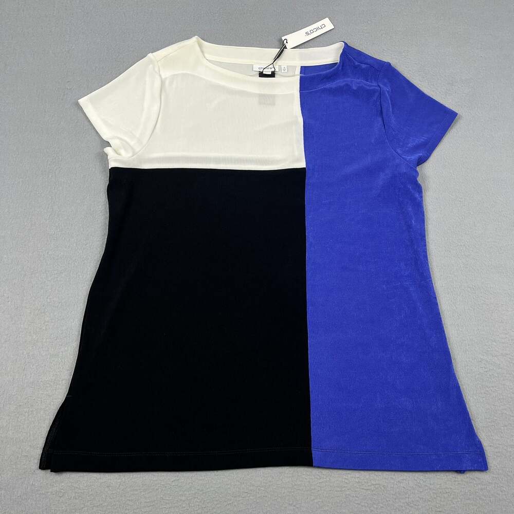 Chico's Travelers NWT Colorblock Cap Sleeve Tunic Purple Nightshade Women's XL